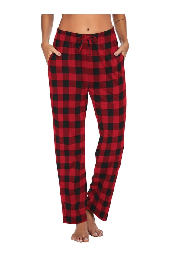 Women Pajama Pants Comfy Pj Bottom with Pockets Stretch Plaid Sleepwear