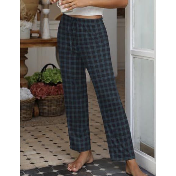 Ekouaer Women Pajama Pants Comfy Pj Bottom with Pockets Stretch Plaid Sleepwear