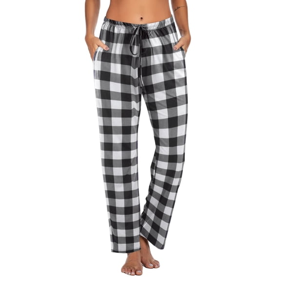 Ekouaer Women Pajama Pants Comfy Pj Bottom with Pockets Stretch Plaid Sleepwear