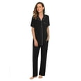 thumbnail image 1 of Ekouaer Womens Button-Down Pajama Set Soft Short Sleeve Sleepwear with Long Pants, 1 of 6