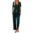 thumbnail image 1 of Ekouaer Womens Button-Down Pajama Set Soft Short Sleeve Sleepwear with Long Pants, 1 of 6