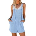 thumbnail image 1 of Ekouaer Women' Rompers Jumpsuits Sleeveless Adjustable Ribbed Knit Vacation Beach Travel Overall Shorts Outfits, 1 of 6