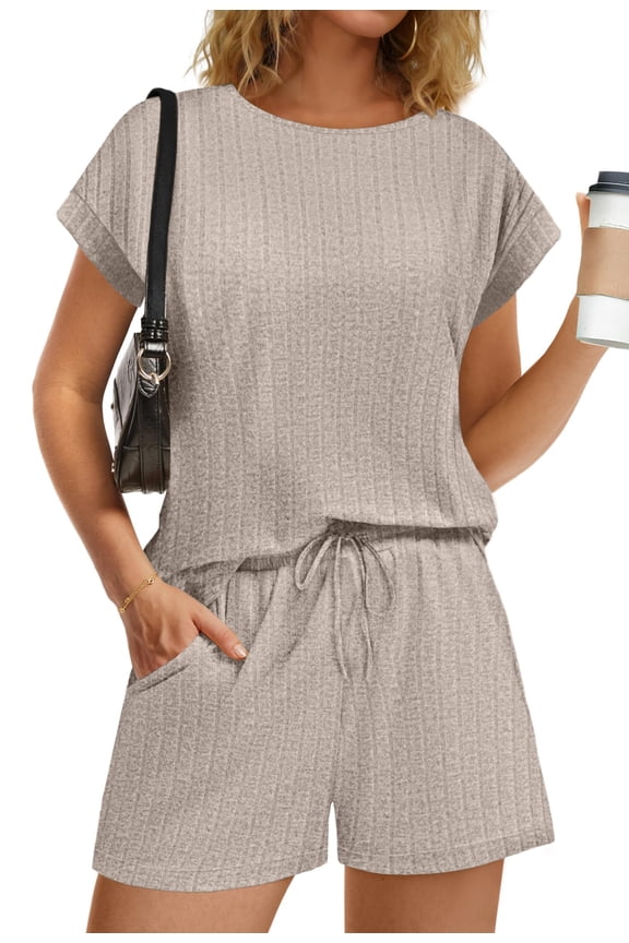 Women Rompers Summer Casual Ribbed Knit Short Jumpsuit Vacation Outfits 2026 Beach Clothes