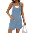 thumbnail image 1 of Ekoauer Short Overalls Women Ribbed Knit Loose Romper Sleeveless Beach Maternity Clothes with Side Pocket, 1 of 7