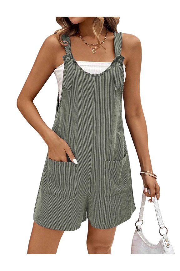 Women Stretchy Wide Legs Shortalls Comfy Y2K Maternity Rompers Ribbed Knit Beach Outfits with Side Pocket Clear Blue XXL