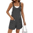 thumbnail image 1 of Ekoauer Short Overalls Women Ribbed Knit Loose Romper Sleeveless Beach Maternity Clothes with Side Pocket, 1 of 7