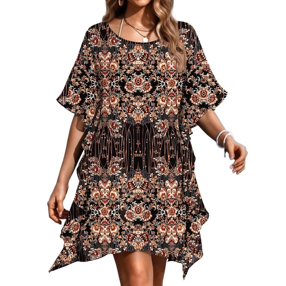 Ekouaer Women' Swimsuit Coverup Chiffon Floral Bathing Suit Cover Up Ruffled Summer Beachwear Bikini Coverups
