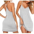 thumbnail image 1 of Ekouaer Women' V Neck Racerback Sleeveless Nightgown, 1 of 4