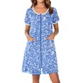 thumbnail image 1 of Ekouaer Women Zipper Front House Coat Short Sleeves Robe Zip Up Bathrobes Short Nightgown with Pockets, 1 of 6