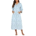 thumbnail image 1 of Ekouaer Women Zipper Robe 3/4 Sleeves Loungewear Dress Full Length Sleepwear Pockets Housecoat Nightgown Long Bathrobe, 1 of 6