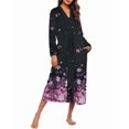 thumbnail image 1 of Ekouaer Women Zipper Robe Long Sleeve Loungewear Lightweight Housecoat Full Length Nightgown with Pockets, 1 of 6