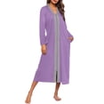 thumbnail image 1 of Ekouaer Women Zipper Robe Long Sleeve Loungewear Lightweight Housecoat Full Length Nightgown with Pockets, 1 of 5