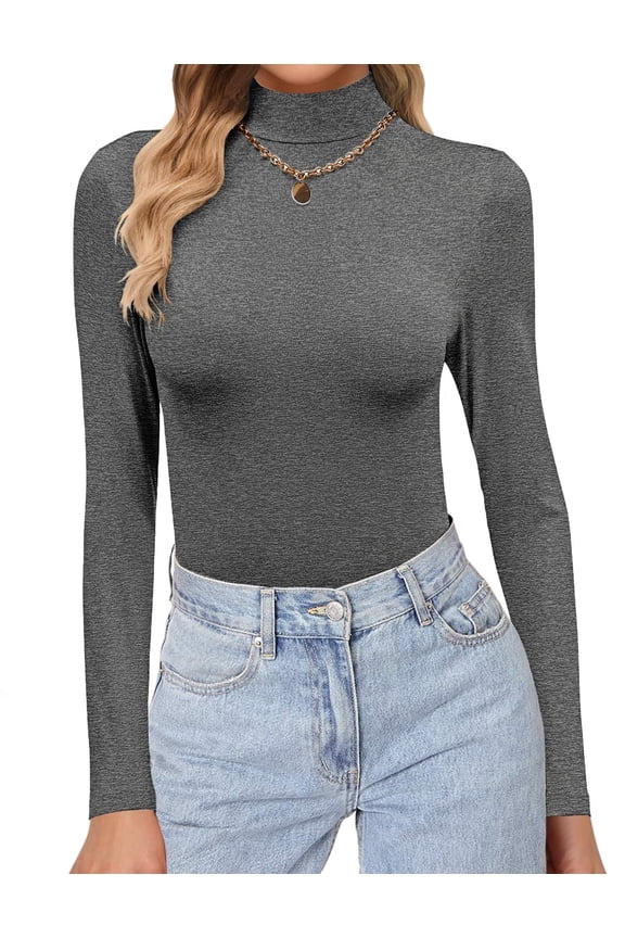 Women's 3 Pack Turtleneck Shirts Long Sleeve Mock Tops Lightweight Basic Layering Thermal