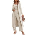 thumbnail image 1 of Ekouaer Women's Pajama Sets 3 Piece Lounge Set Long Sleeve Cardigan Sleeveless Top Pants Sweatsuit, 1 of 6