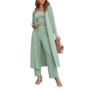EKOUAER Women's Pajama Sets 3 Piece Lounge Set Long Sleeve Cardigan Sleeveless Top Pants Sweatsuit