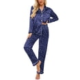 thumbnail image 1 of Ekouaer Women's Classic Button Down Long Satin Silk Pajama Set, 1 of 6
