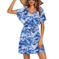 thumbnail image 1 of Ekouaer Women's Cover Up Short Sleeve Beachwear Coverups Loose V-Neck Bikini Beach Tunic Top, 1 of 6