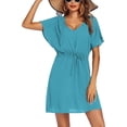 thumbnail image 1 of Ekouaer Women's Cover Up Short Sleeve Beachwear Coverups Loose V-Neck Bikini Beach Tunic Top, 1 of 4