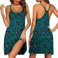 thumbnail image 1 of Ekouaer Women's Green Leopard Animal Print Floral Sleeveless Racerback High Waist Scoop Neck Casual Nightgown, 1 of 6