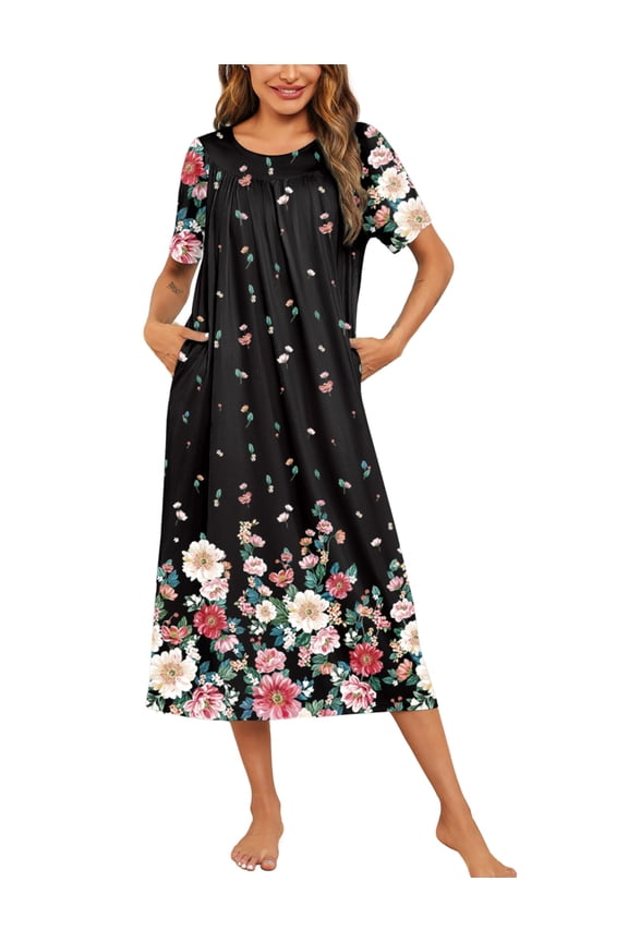 Women's House Dress with Pockets Long Nightgowns for Women House Dress Moo Moos for Women