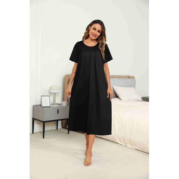 Ekouaer Women's House Dress with Pockets Long Nightgowns for Women House Dress Moo Moos for Women
