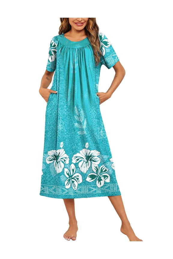 Women's House Dress with Pockets Long Nightgowns for Women House Dress Moo Moos for Women