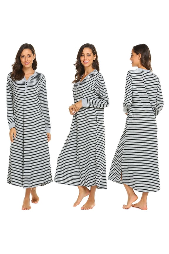 Women's Long Nightgown Botton Down Sleep Dress Soft Nightshirt Sleepwear Lounge Dresses