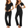 thumbnail image 1 of Ekouaer Women's Maternity Nursing Pajamas Cotton Sleepwear Set Soft Pregnancy Breastfeeding PJ Set Black M Black M, 1 of 7