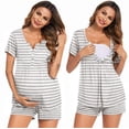 thumbnail image 1 of Ekouaer Women's Maternity Nursing Pajamas Shorts Set Summer Nursing Sets Soft Labor Delivery PJS, 1 of 6