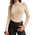 thumbnail image 1 of Ekouaer Women's Mock Turtleneck Long Sleeve Shirts Fall Ribbed Tops Fleece Basic Layering Soft Thermal Undershirts Tee, 1 of 7