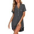 thumbnail image 1 of Ekouaer Women's Nightgown Button Down Nightshirt V Neck Sleepshirt Short Sleeve Sleepwear, 1 of 6