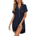thumbnail image 1 of Ekouaer Women's Nightgown Button Down Nightshirt V Neck Sleepshirt Short Sleeve Sleepwear, 1 of 6