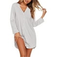 thumbnail image 1 of Ekouaer Women's Nightgown Long Sleeve Nightshirt Button Down Sleepshirt Boyfriend Sleepwear Pajama Dress, 1 of 7