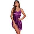thumbnail image 1 of Ekouaer Women's Nightgown Satin Nightgowns for Women V-neck Lace Chemise Sleepwear Soft Lingerie for Women, 1 of 6