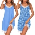 thumbnail image 1 of Ekouaer Womens Nightgown 2 Pack Nightgown V Neck Lace Sleepwear Sleeveless Chemise Women's nightgowns & sleepshirts, 1 of 5