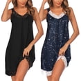 thumbnail image 1 of Ekouaer Women's Nightgown V-neck Chemise Sleepwear Lace Nightwear Soft Lingerie for Women Pat3 L, 1 of 5