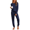 thumbnail image 1 of Ekouaer Pajamas Womens Long Sleeve Pj Set 2 Piece Loungewear Soft Comfy Sleepwear with Jogger Pants, 1 of 6