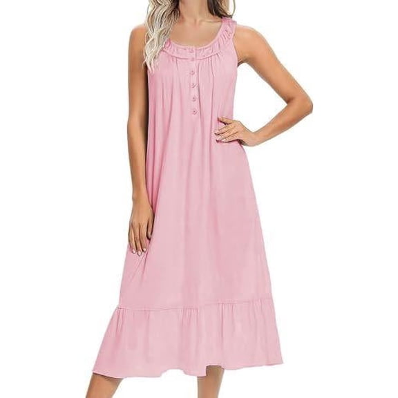 Ekouaer Women's Nightgowns Long Sleeveless Night gown with Pockets Soft Ladies Nightdress