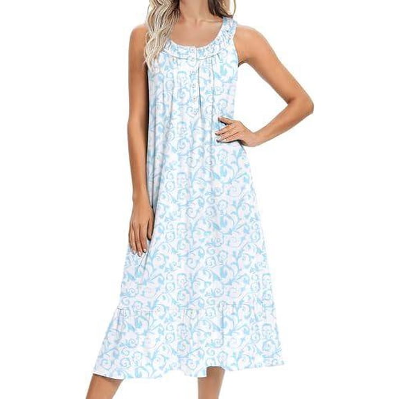 Ekouaer Women's Nightgowns Long Sleeveless Night gown with Pockets Soft Ladies Nightdress