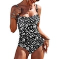 thumbnail image 1 of Ekouaer Women's One Piece Swimsuit Ruched Tummy Control Bathing Suits Vintage Retro Push Up Swimwear, 1 of 6