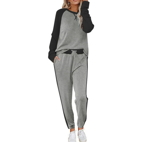 Ekouaer Women's Pajama Set Long Sleeve PJs 2 Piece Lounge Set Pullover Sleepwear Sweatshirt and Long Pants With Pockets