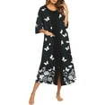 thumbnail image 1 of Ekouaer Women's Pajama Sets Robe for Women Zipper Front Robes 3/4 Sleeve House Dress with Pockets Full Length Nightgown Housecoat, 1 of 5