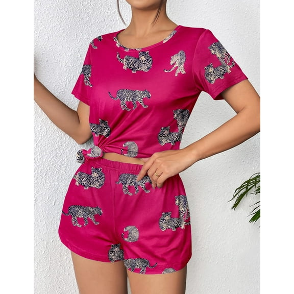 Ekouaer Women's Pajama Sets Short Sleeve Pjs 2 Piece Top and Shorts Sleepwear Comfy Soft Lounge Sets with Pockets