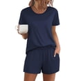 thumbnail image 1 of Ekouaer Women's Pajama Sets Short Sleeve Pjs 2 Piece Top and Shorts Sleepwear Comfy Soft Lounge Sets with Pockets, 1 of 5