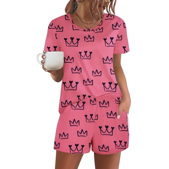 Ekouaer Women's Pajama Sets Short Sleeve Pjs 2 Piece Top and Shorts Sleepwear Comfy Soft Lounge Sets with Pockets