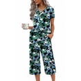 thumbnail image 1 of Ekouaer Women's Pajama Sets Short Sleeve Sleepwear Button Up 2 Piece Pj Loungewear Top and Capri Pants, 1 of 6