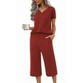 thumbnail image 1 of Ekouaer Women's Pajama Sets Short Sleeve Sleepwear Button Up 2 Piece Pj Loungewear Top and Capri Pants, 1 of 6