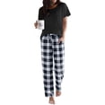 thumbnail image 1 of Ekouaer Pajama Sets for Women Round Neck Pjs Short Sleeve Sleepwear with Long Pants Loose Lounge Sets, 1 of 6