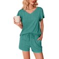 thumbnail image 1 of Ekouaer Women's Pajamas Set Ruffle Sleeves Sleepwear V Neck Comfy 2 Piece Pjs Loungewear Set with Pockets, 1 of 6