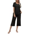 thumbnail image 1 of Ekouaer Women's Pajamas Set Short Sleeve Top With Capri Pants Pjs Lounge & Sleepwear Set, 1 of 3
